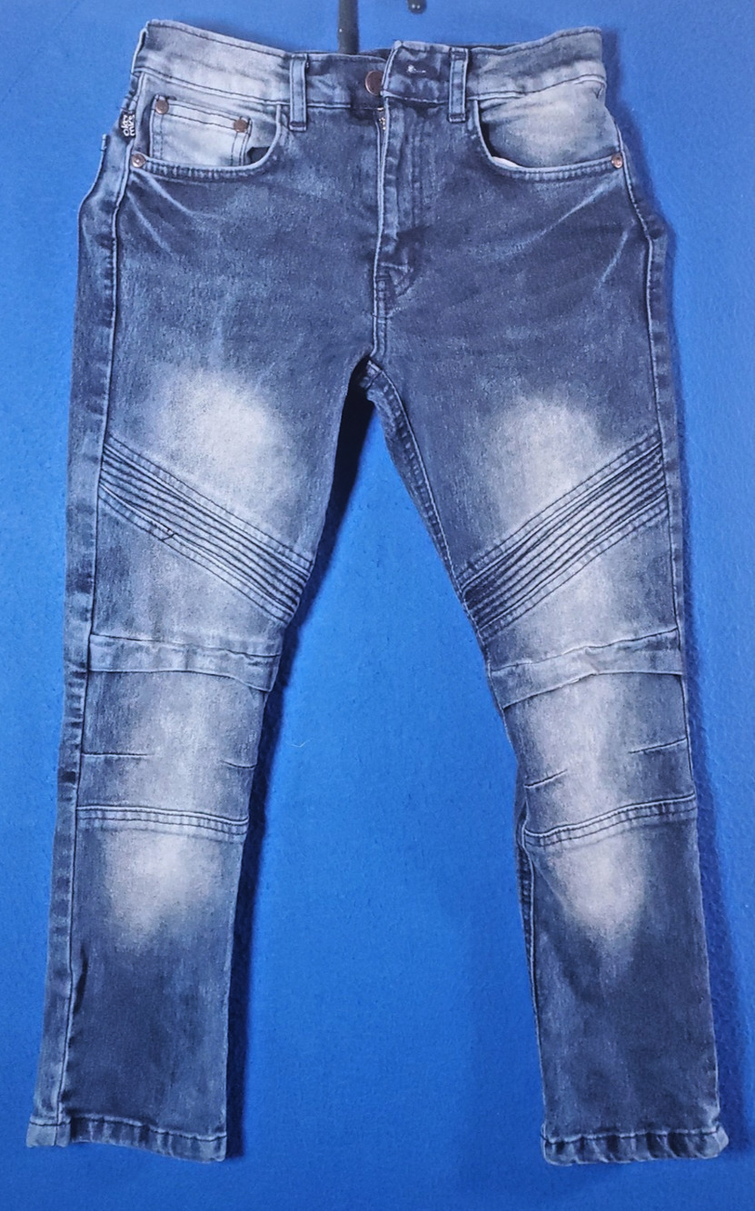 Akademiks Womens Moto Jeans Blue Distressed Biker Skinny Stretch Denim Size 12